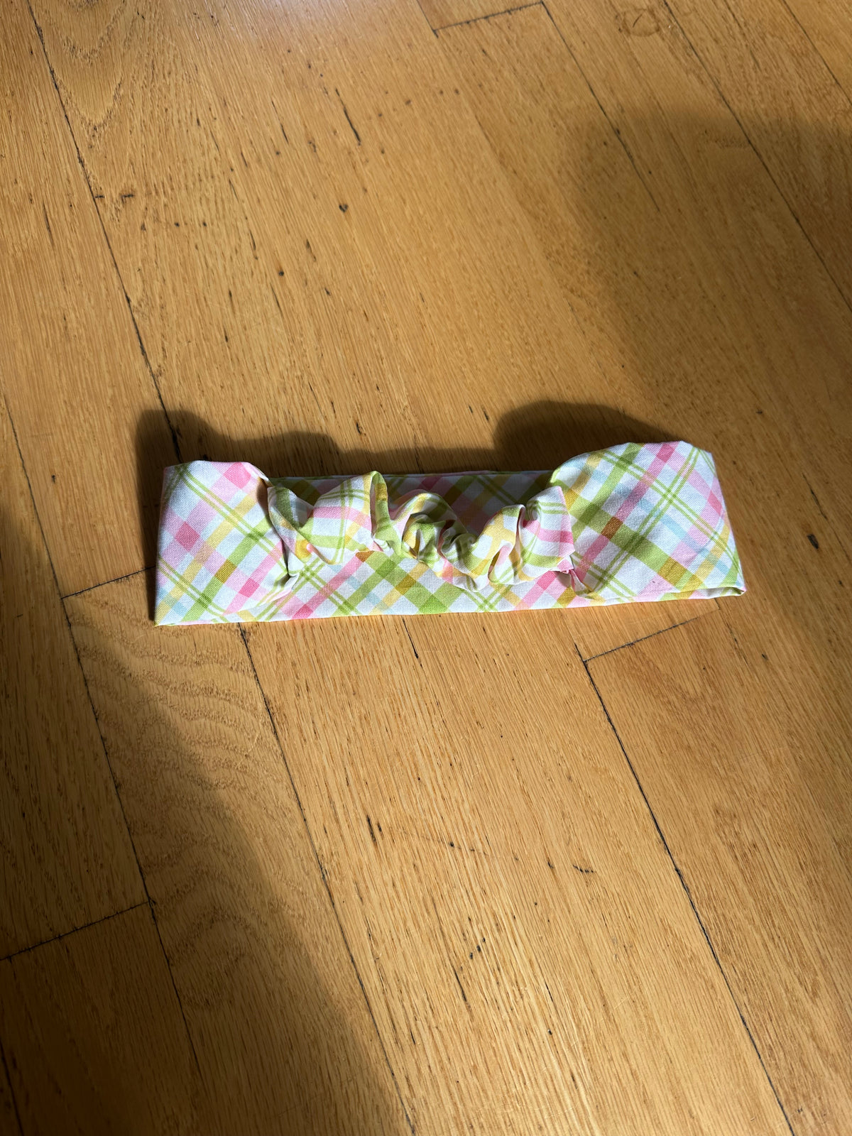 White Multicolored Gingham Pattern Headband