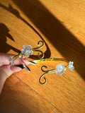 Gold Blue and Clear Dainty Flower Arm Cuff