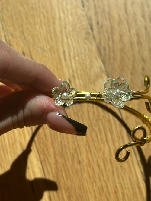 Gold Green and Clear Dainty Flower Arm Cuff