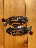 Silver Ladybug Swirl Charm Hair Clips