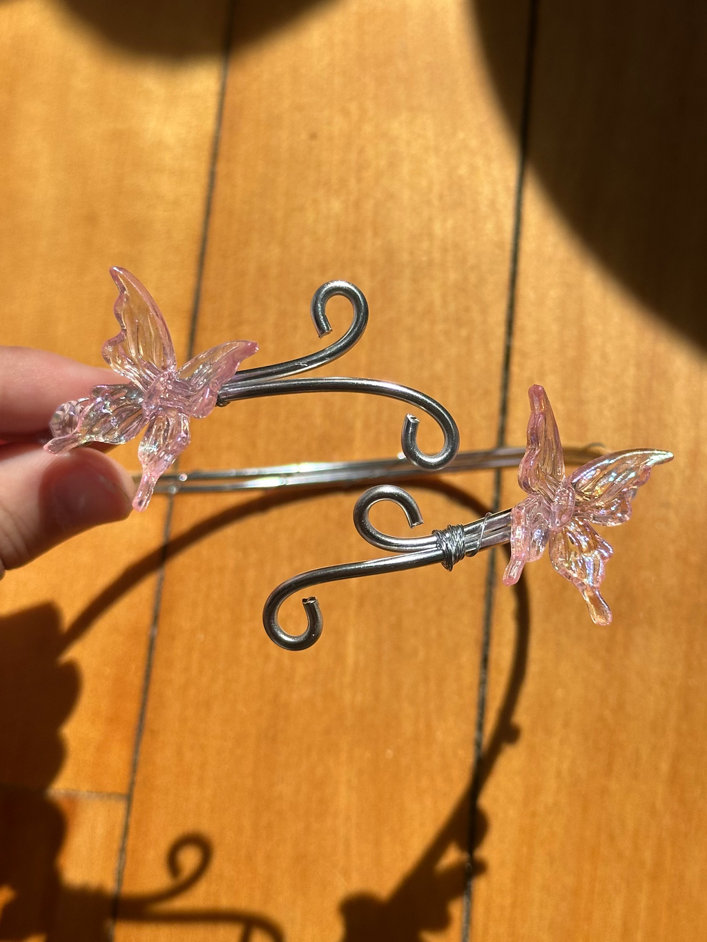 Silver and Pink Butterfly Arm Cuff