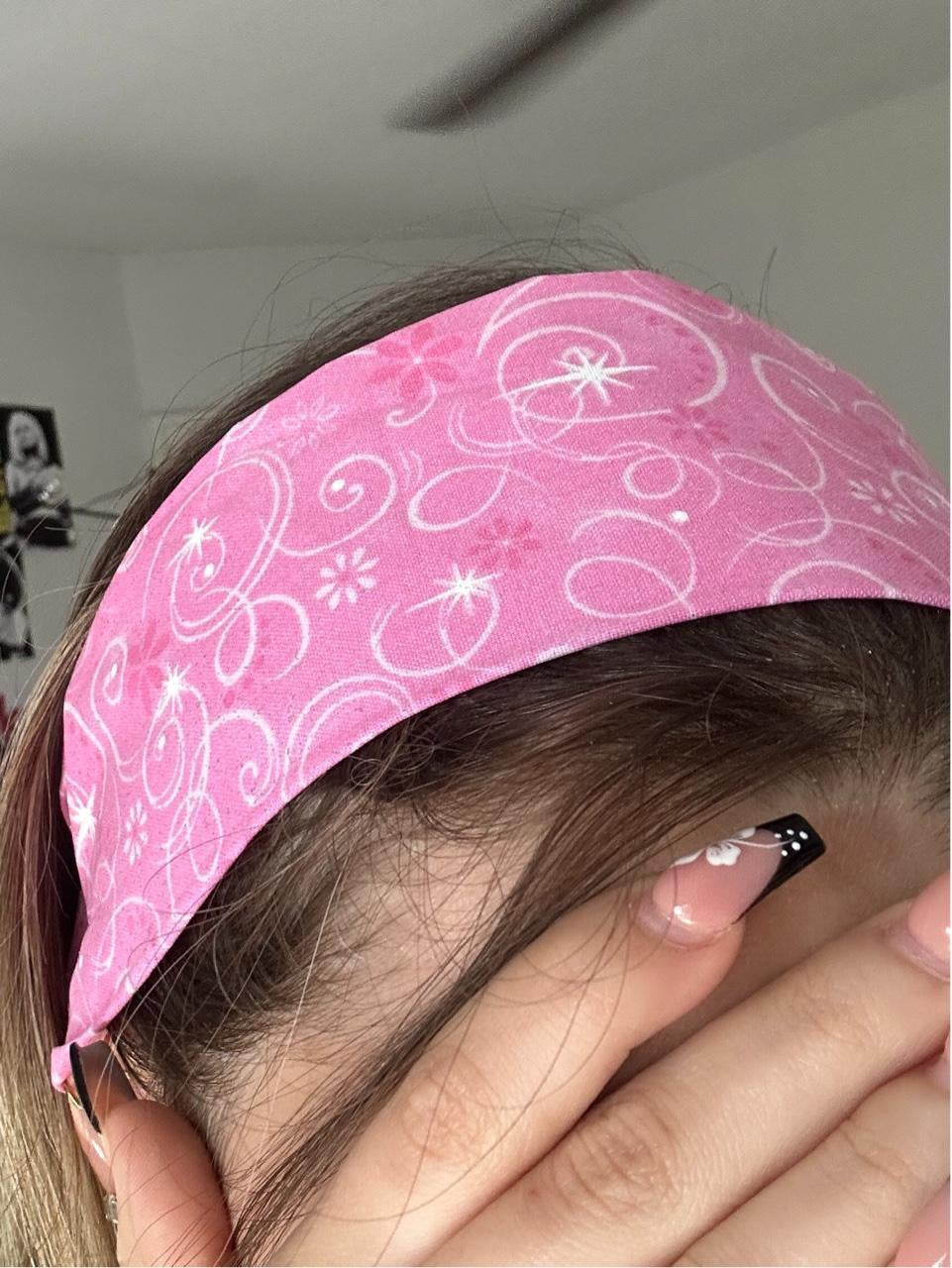 Pink and White Whimsical Swirl Sparkle Headband