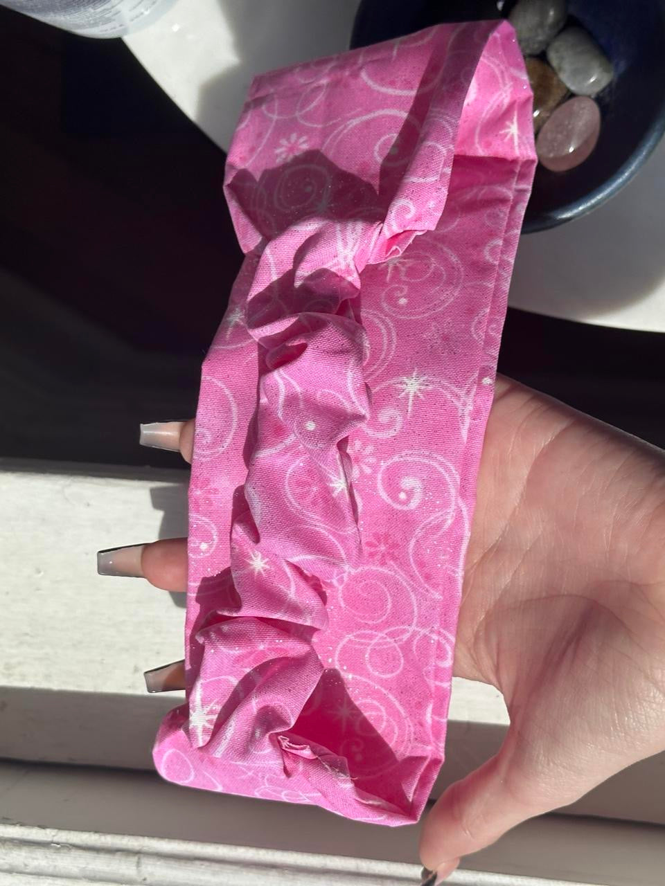 Pink and White Whimsical Swirl Sparkle Headband