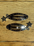Silver Star Swirl Charm Hair Clips