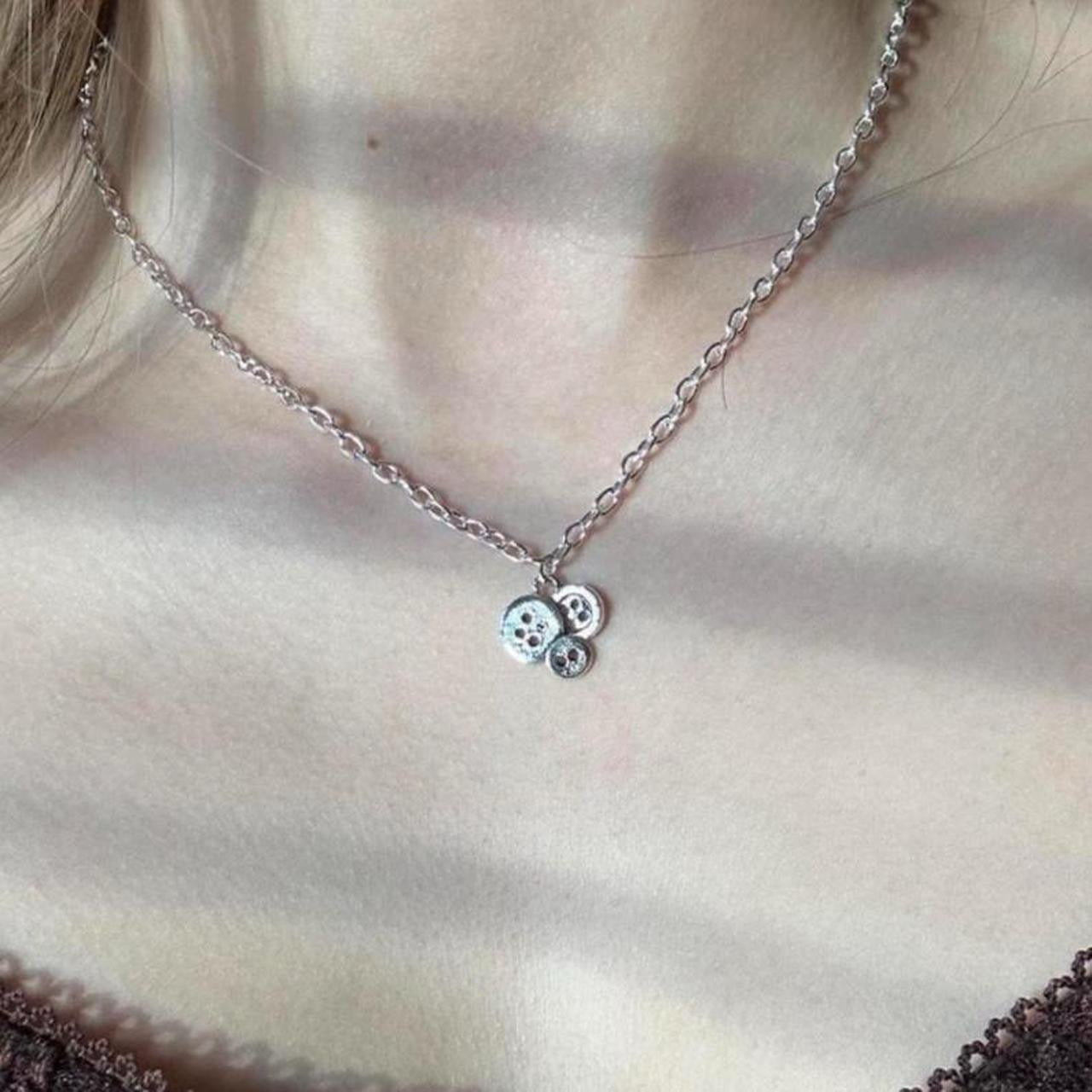 Silver Button Necklace