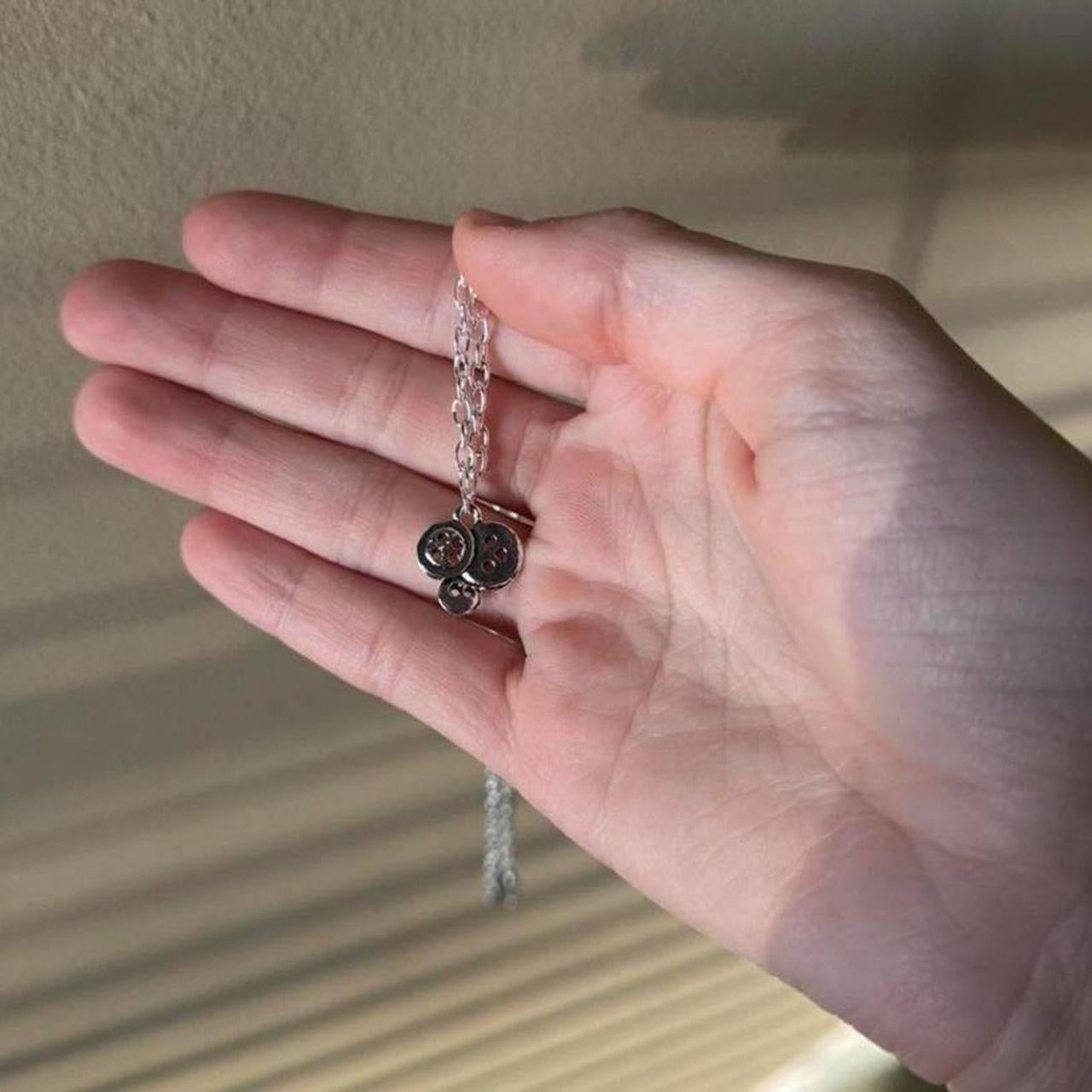 Silver Button Necklace