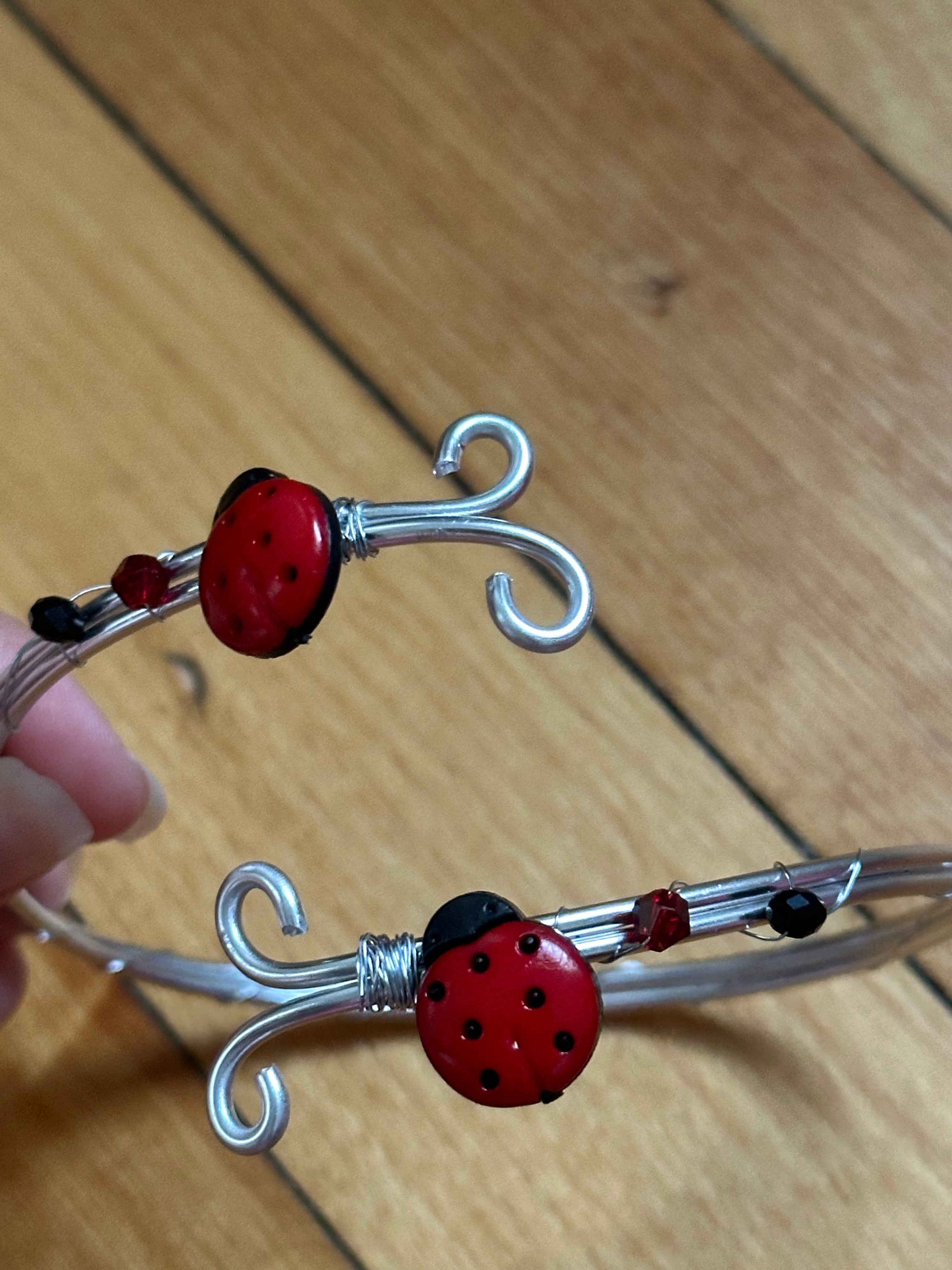 Silver Ladybug Arm Cuff