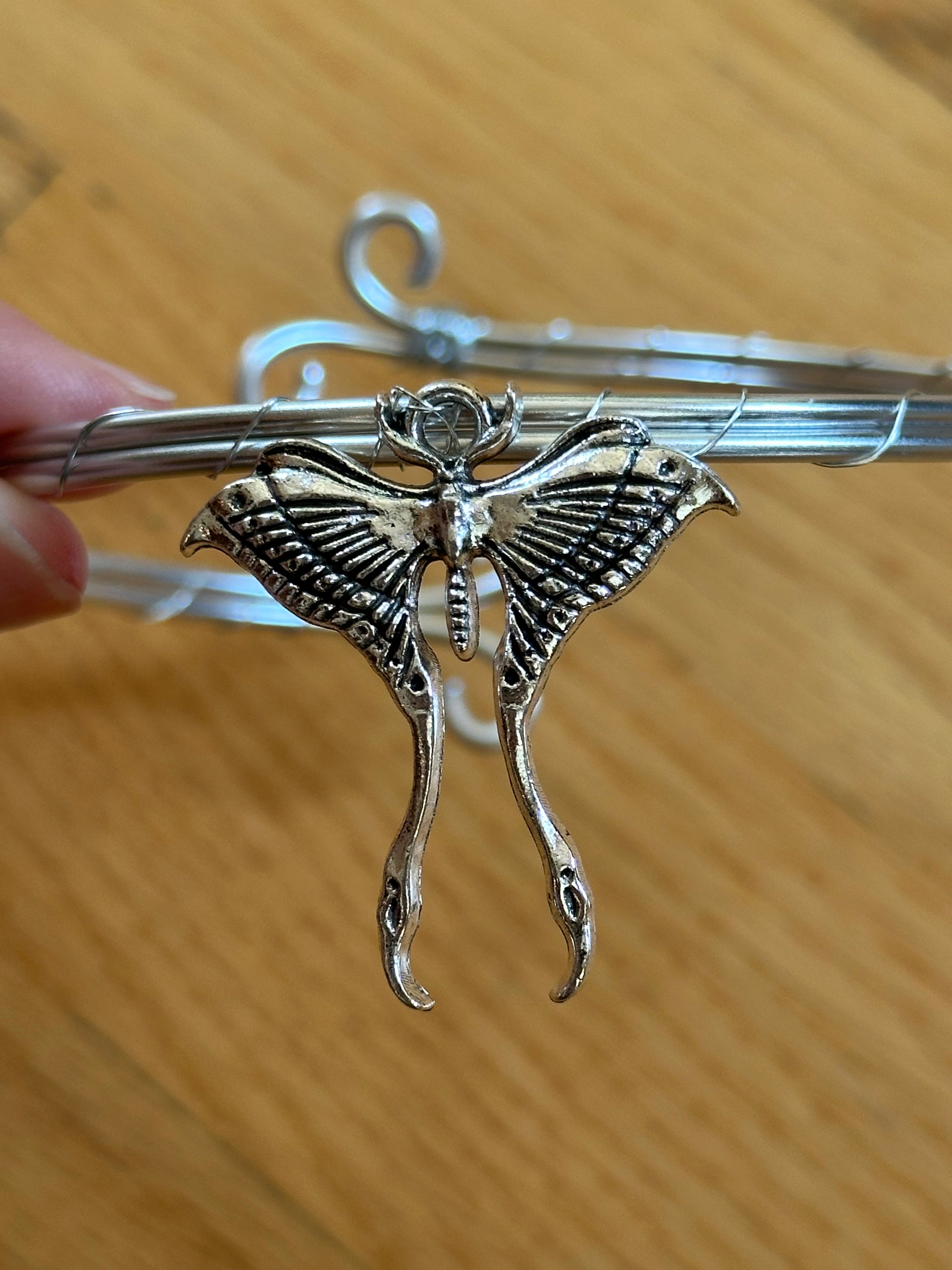 Silver Luna Moth Charm Arm Cuff